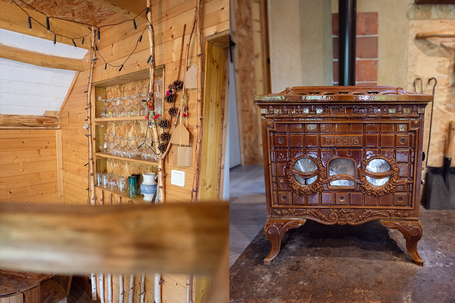 poêle à bois cabane sur pilotis