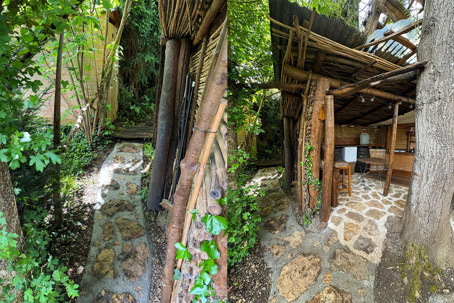 passage escalier cabane dans les arbres